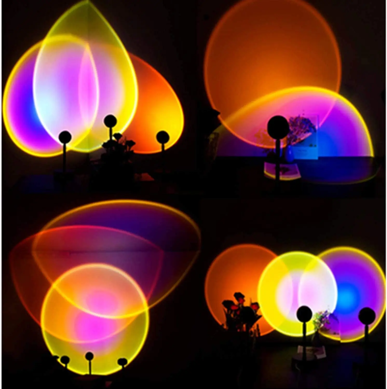 

Rainbow LED Sunset Lamp Projection Night Light Atmosphere Table Sunset Project Lamp for Girls Home Room Bedroom Wall Decoration