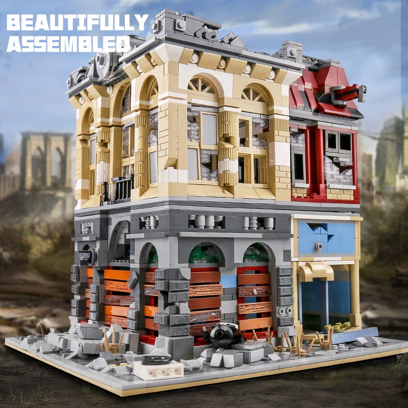 Супер 18K Апокалипсис MOC 41175 создатель городская улица кирпич банк Jengmu штаб