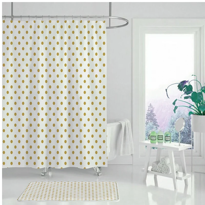 

Simple shower curtain brown geometric printing protection PEVA shower curtain plastic waterproof and mildewproof bathroom produc