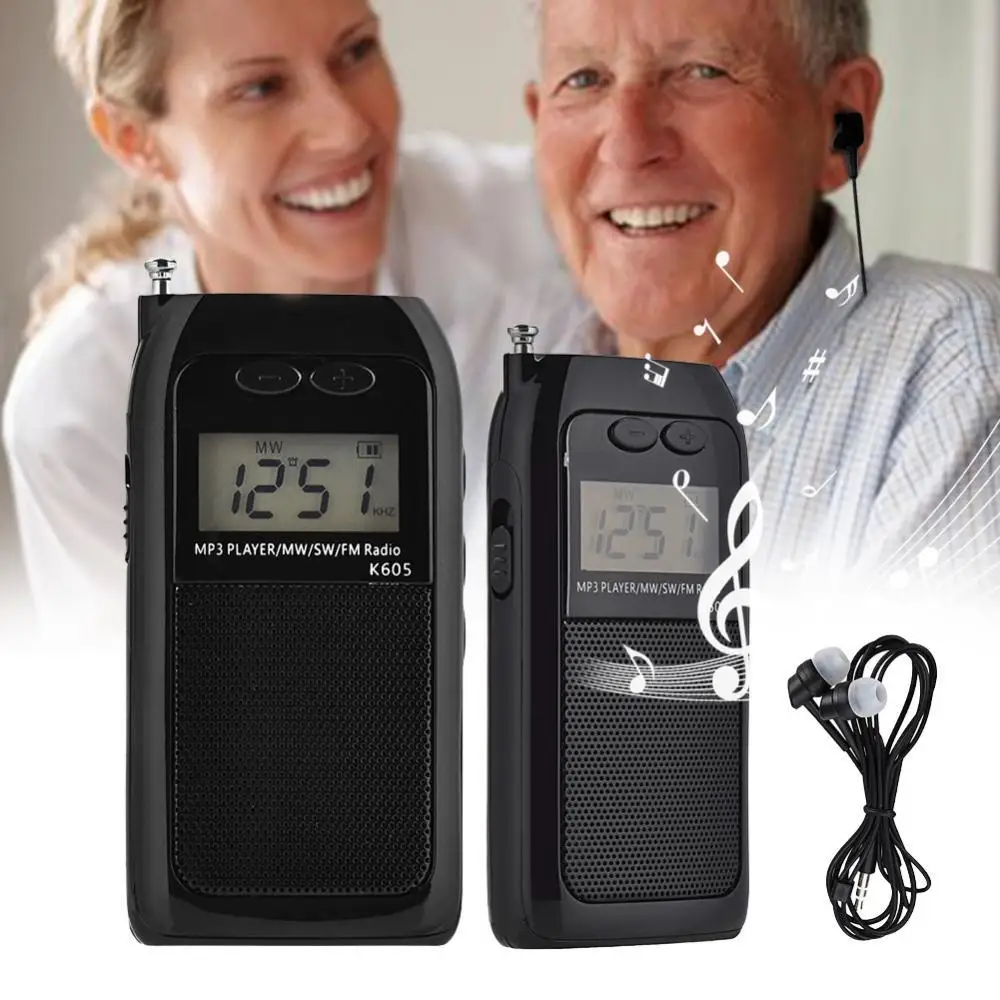

Radio K-605 Portable Mini Radio LCD Digital FM AM Shortwave Receiver Radio Multifunctional Stereo MP3 Player Radio Receiver
