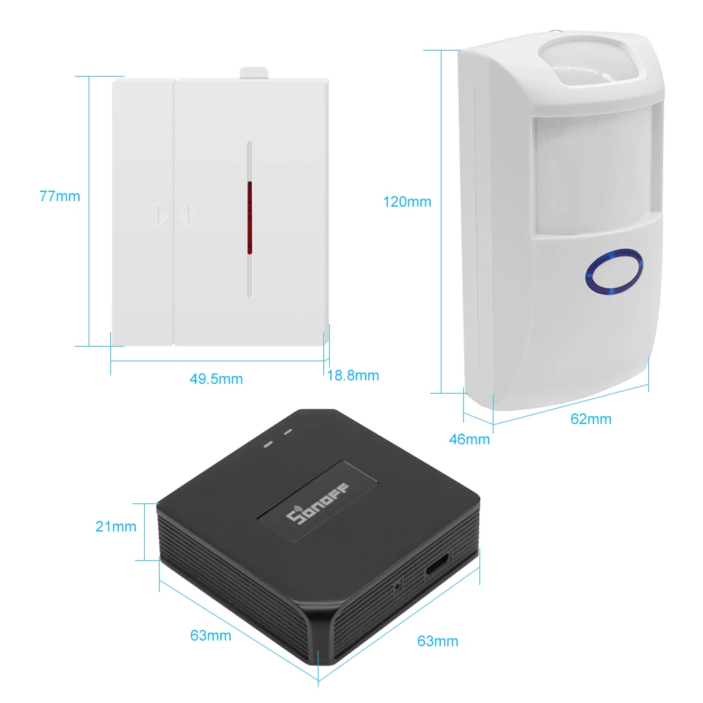 Sonoff RF Bridge 433 МГц PIR 2 датчик движения DW1 система сигнализации для дверей и окон Alexa