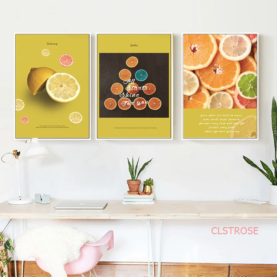 Modern Minimalist Nordic Poster Fashion Gourmet Orange Yellow Canvas Painting Home Decoration Living Room Wall Art Pictures | Дом и сад