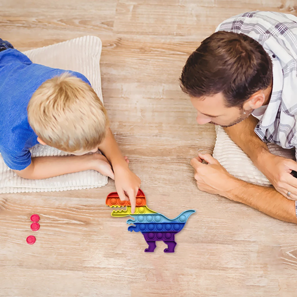 

Silicone Rainbow Dinosaur Push Bubble Sensory Toy Anti-stress Relaxing Fidget Autism Toys Stress Relieve Special Needs