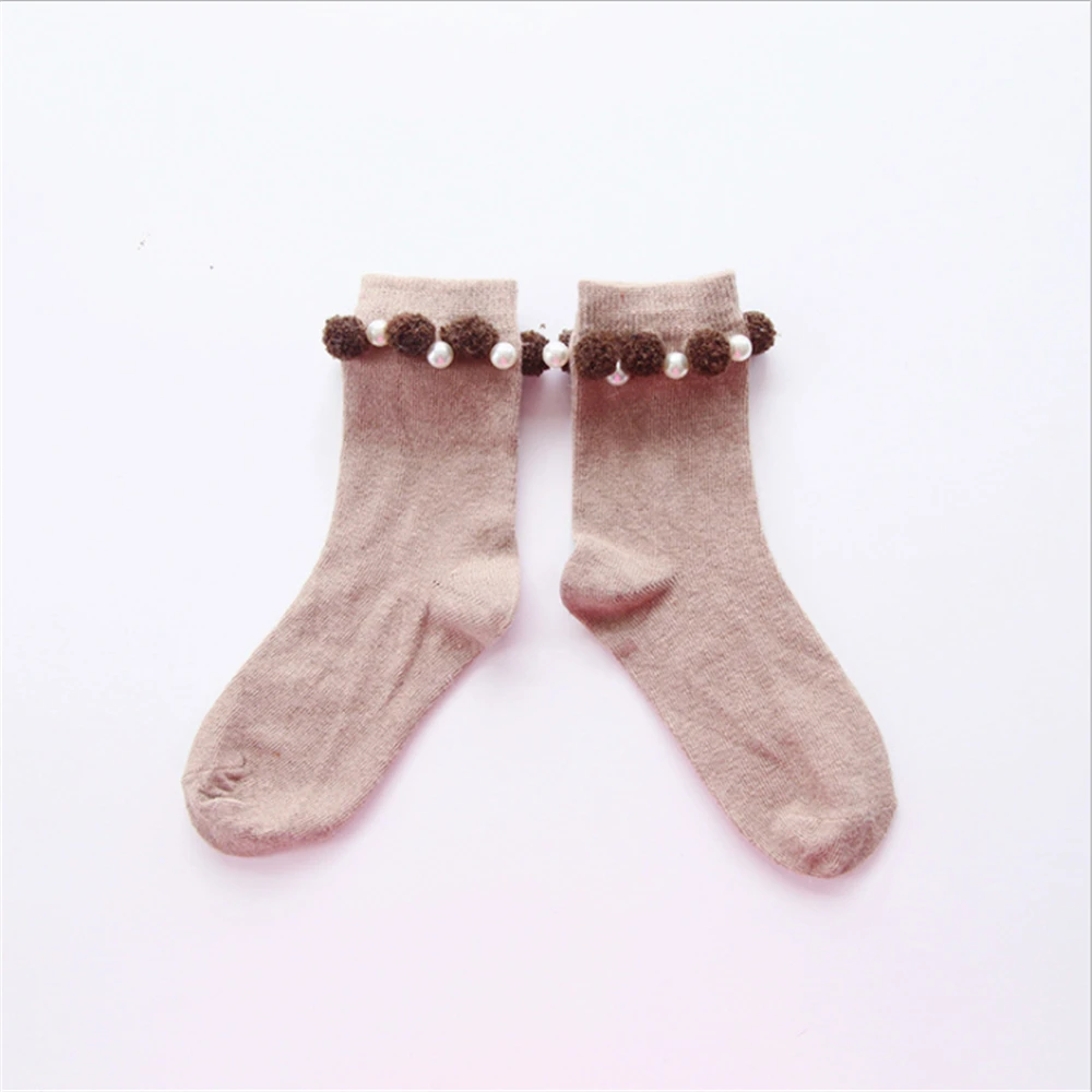 

New product rabbit wool thickened women's socks solid color all-match Japanese and Korean warm hair ball pearl socks