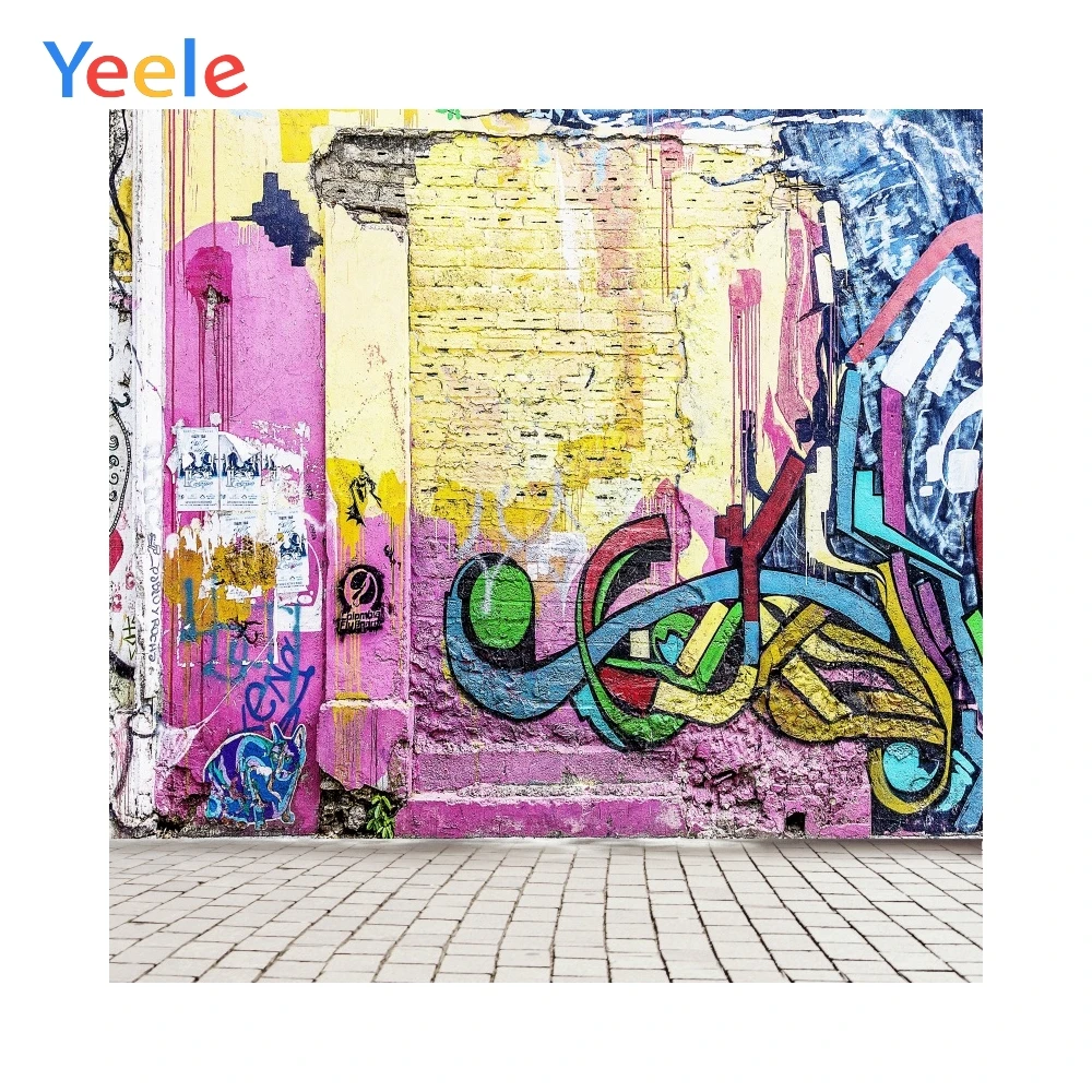 

Yeele Grunge Graffiti Photography Backgrounds Custom Brick Wall Baby Shower Vinyl Photographic Backdrops Photo Studio Photocall