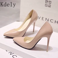 hot women shoes pointed toe pumps patent leather dress high heels boat shoes wedding shoes zapatos mujer red blue white beige