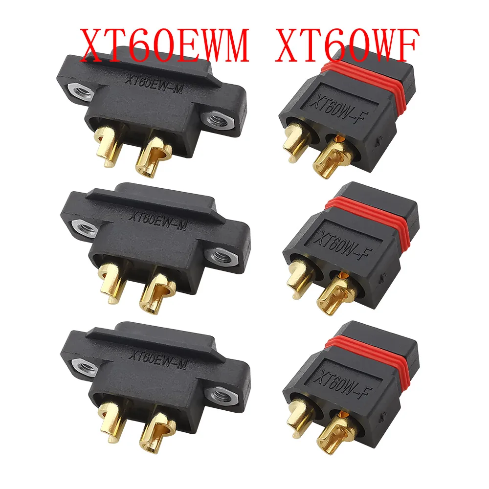 Разъем аккумулятора XT60EW XT60W, черный позолоченный штекер, гнездо, пулевые пробки для радиоуправляемых запчастей, для квадрокоптера, дрона FPV (3 пары)
