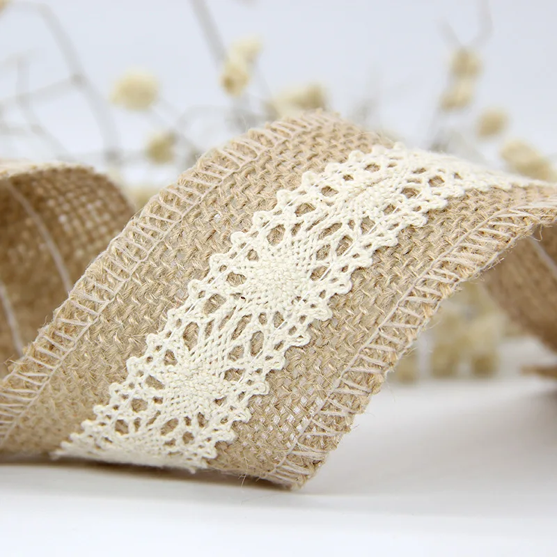 2м 5см ширина натуральной бечевки с белыми кружевными обшивками для свадебного декора, ручной работы, для домашней вечеринки.