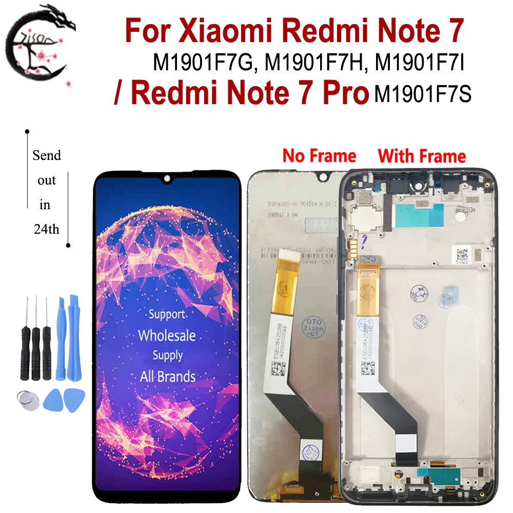 ЖК-дисплей 6,3 дюймов для Redmi Note 7 с рамкой для Xiaomi Redmi Note7 Pro M1901F7S, сенсорный экран с дигитайзером в сборе M1901F7G M1901F7H