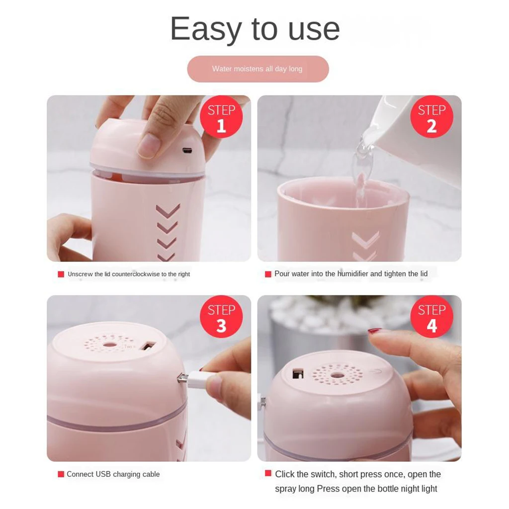 

Mini USB Air Humidifier Color Night Light USB Fine Spray Air Cleaning Personal