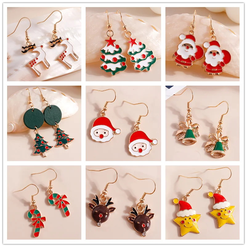 Новые рождественские серьги ювелирные изделия Санта-Клаус олень звезда