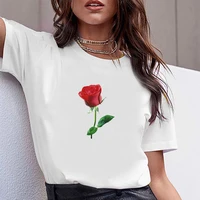 flower t shirts womens crop top with sleeves women clothing summer free shipping short sleeve white tops anime tshirt woman tee