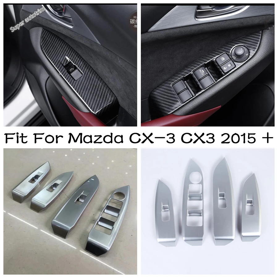 

Car Interior Armrest Window Glass Control Lift Switch Button Panel Cover Trim ABS Accessories Fit For Mazda CX-3 CX3 2015 - 2020