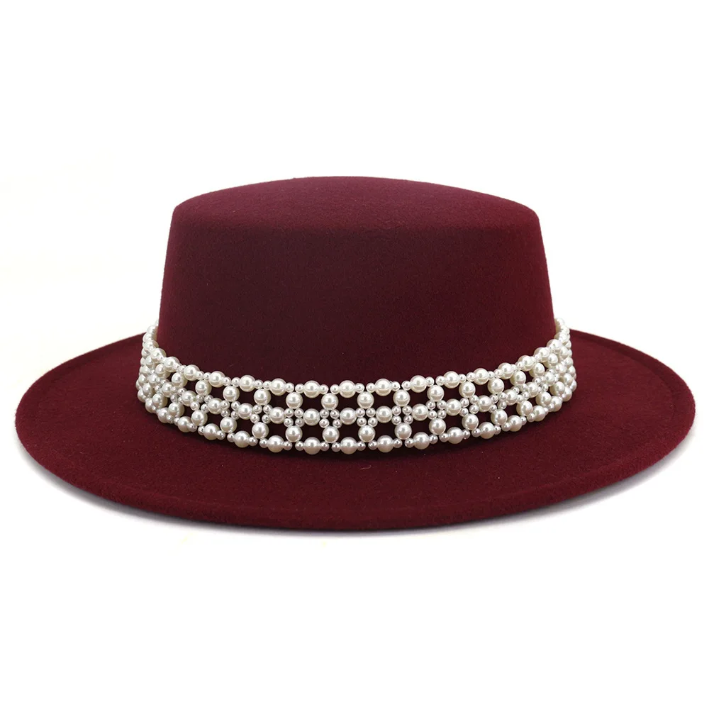 Шерстяной джазовый Fedora шляпы повседневные ботинки для мужчин и женщин кожа Перл