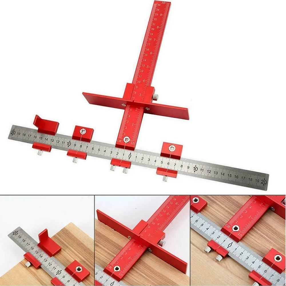 

Aluminum Alloy Adjustable Punch Locator Drill Guider Cabinet Hardware Jig Drawer Pull Wood Dowelling Hole Woodworking Positioner