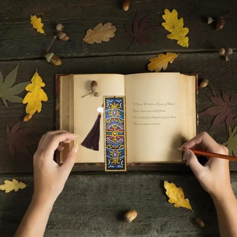 Алмазная картина Закладка 5D Сделай Сам кожаная книжка с кисточкой знаки