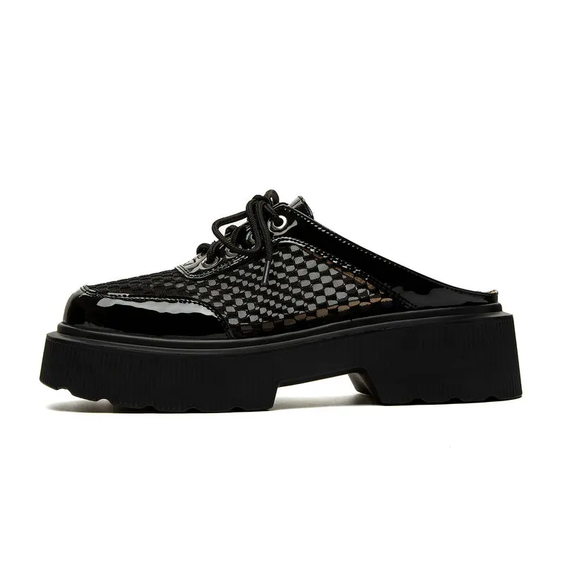 

2021 Pring Trend Shoes for Owmen Genuine Leather Platform Square Toe Women Shoes Newest Cross Tied Wedding Shoes Woman