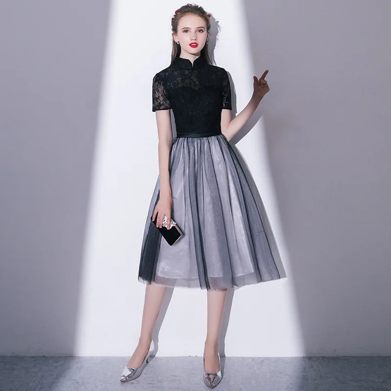 Robe de soiree красивое элегантное кружевное вечернее платье модное кружевное черное вечернее платье невесты вечернее платье - Цвет: Черный