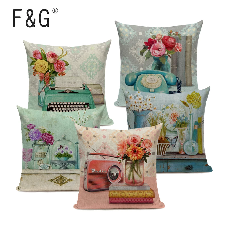 Винтажный чехол для подушек с цветами персика домашний декор льняная наволочка