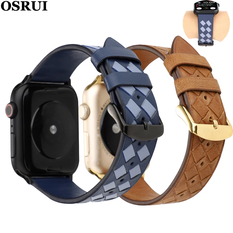 Ремешок для Apple watch 44 мм 40 мм 42 мм 38 мм corra iwatch 4 5 3 2 высококачественный кожаный браслет аксессуары для Apple watch 4 5