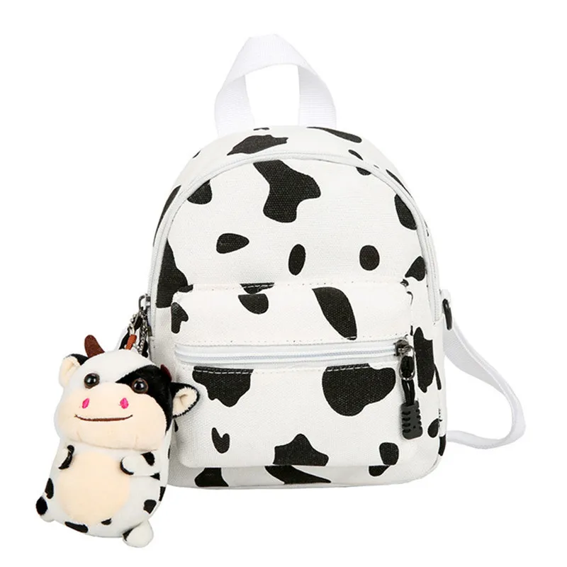 

1pc Cute Cartoon Cow Stria Toddler Baby Outdoor Travel Backpack Children Bags Kawaii Black White Bag 2022 In Kindergarten