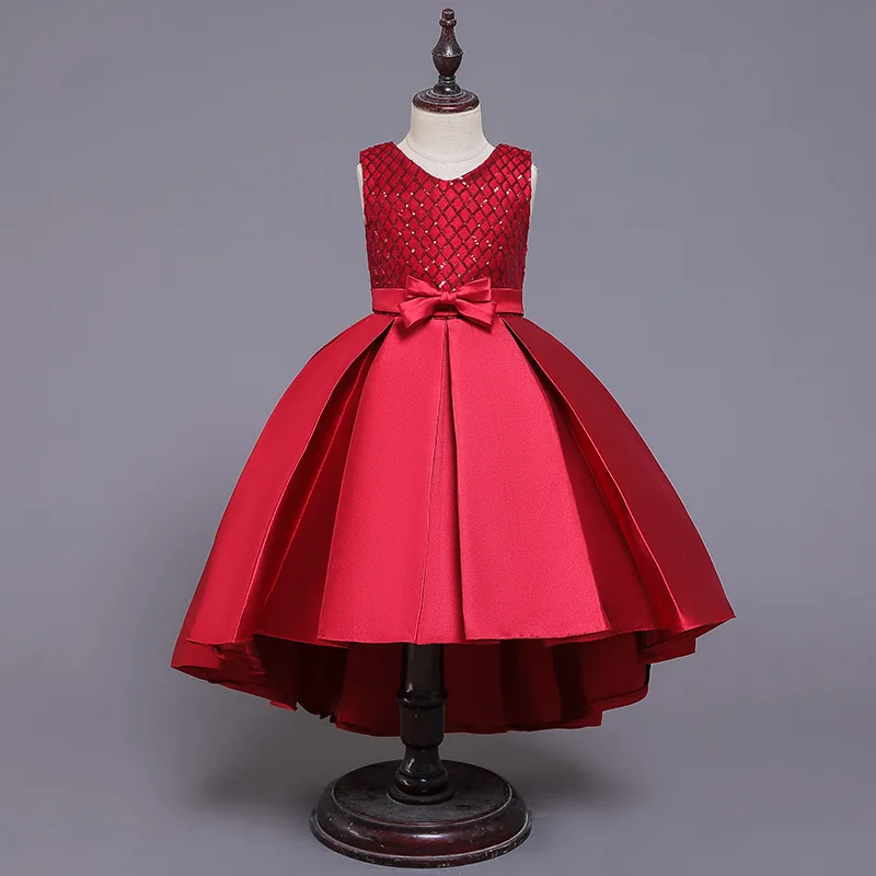 2019 платье для девочек элегантное атласное свадебное с блестками и цветочным