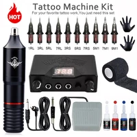 complete tattoo machine kit tattoo power supply rotary pen with cartridges needle tattoo pen machine for tattoo beginners artist