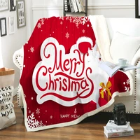 merry christmas santa claus elk print throw blanket festival decor bed sofa fleece bedspread warm soft wool weighted blanket