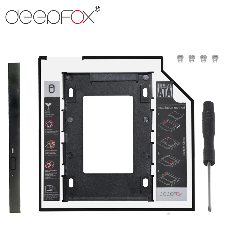 DeepFox Алюминий 2nd HDD Caddy 9 5 мм SATA 3 0 для 2 &quotSSD жесткий диск драйвер чехол Корпус DVD CD ROM