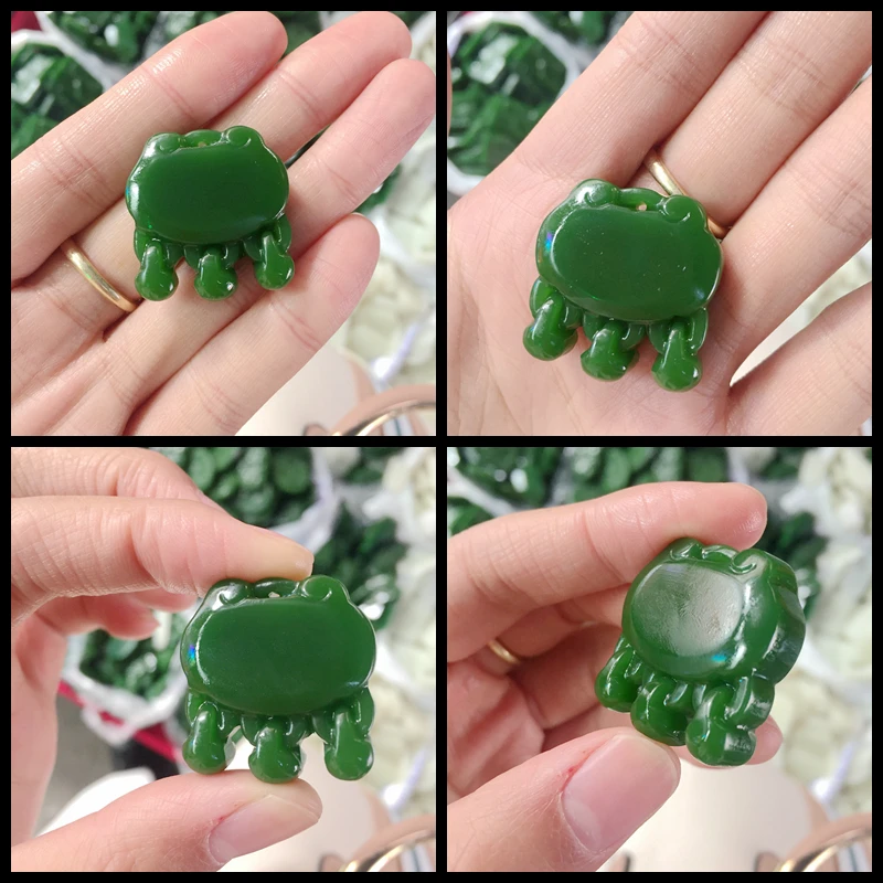 Натуральный хотанский нефрит зеленый ожерелье подвеска замок сокровища Лаки