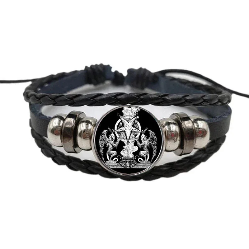 

Baphomet Pentagrama leather bracelet wholesale personality accessories