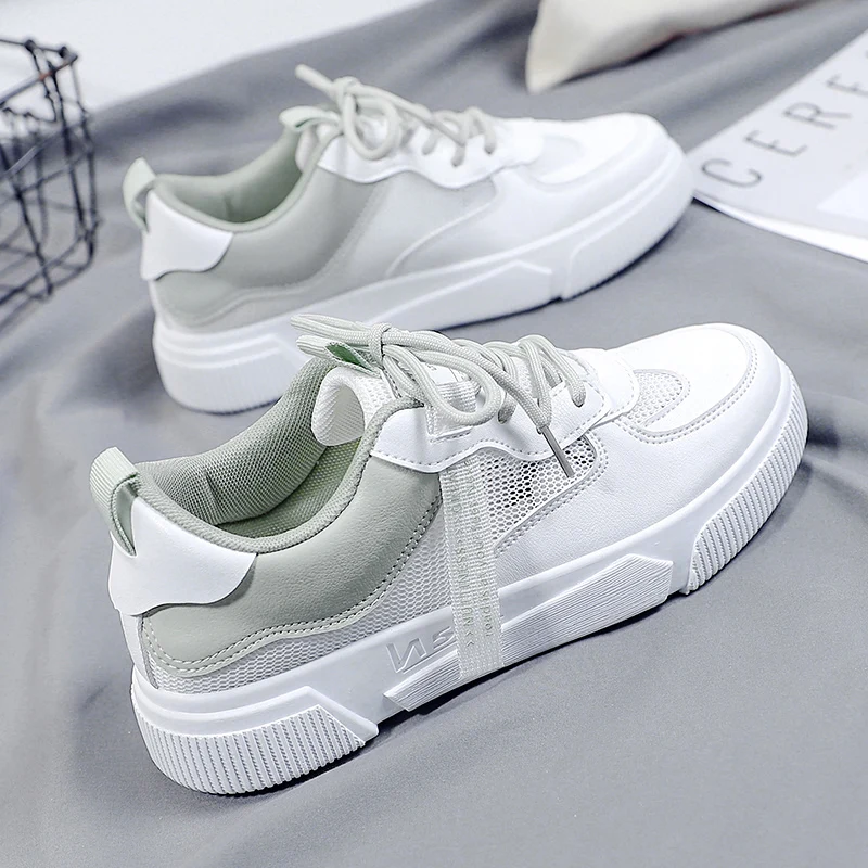 

Big Size Women Sneakers Leather Light White Sneaker Female Platform Vulcanized Shoes Spring Casual Breathable Sports Shoe S1-01