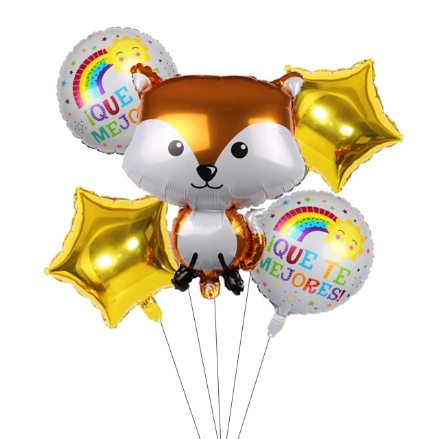 

1set Jungle Animal Foil Balloon Happy Birthday Little Bear Fox Balloon Baby Shower Kids Birthday Party Decoration Supplies