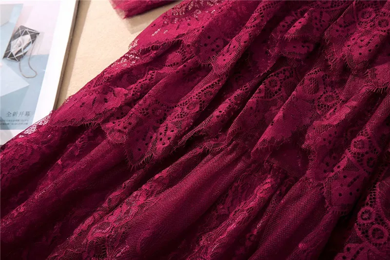 

2021 Spring New Women Fashion Runway Lace Dress Elegant Ruffle Patchwork Princess Birthday Party Robe Femme Long Evening Vestido