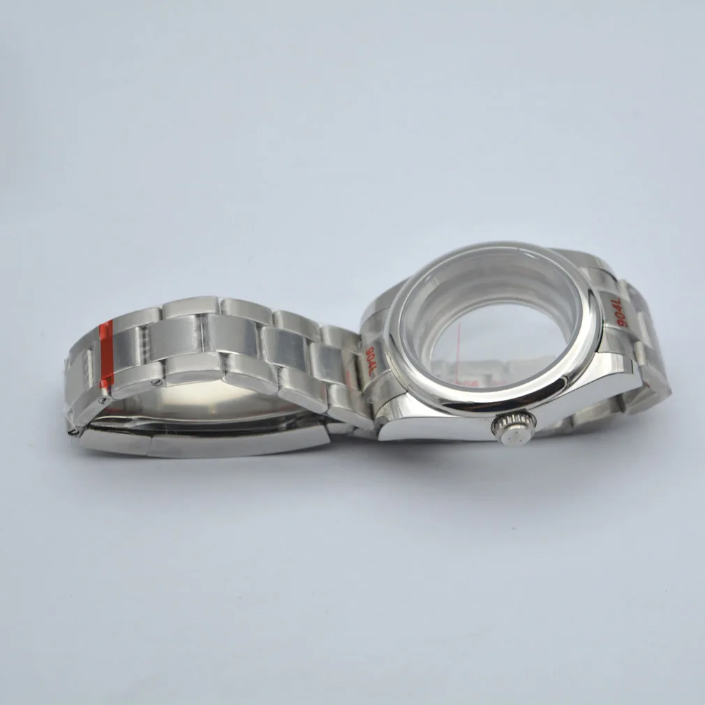 36mm/39mm sapphire glass steel bracelet watch case fit NH35 NH36 ETA2836 2824 DG2813 3804 Miyota 8205 8215 821A movement | Наручные часы