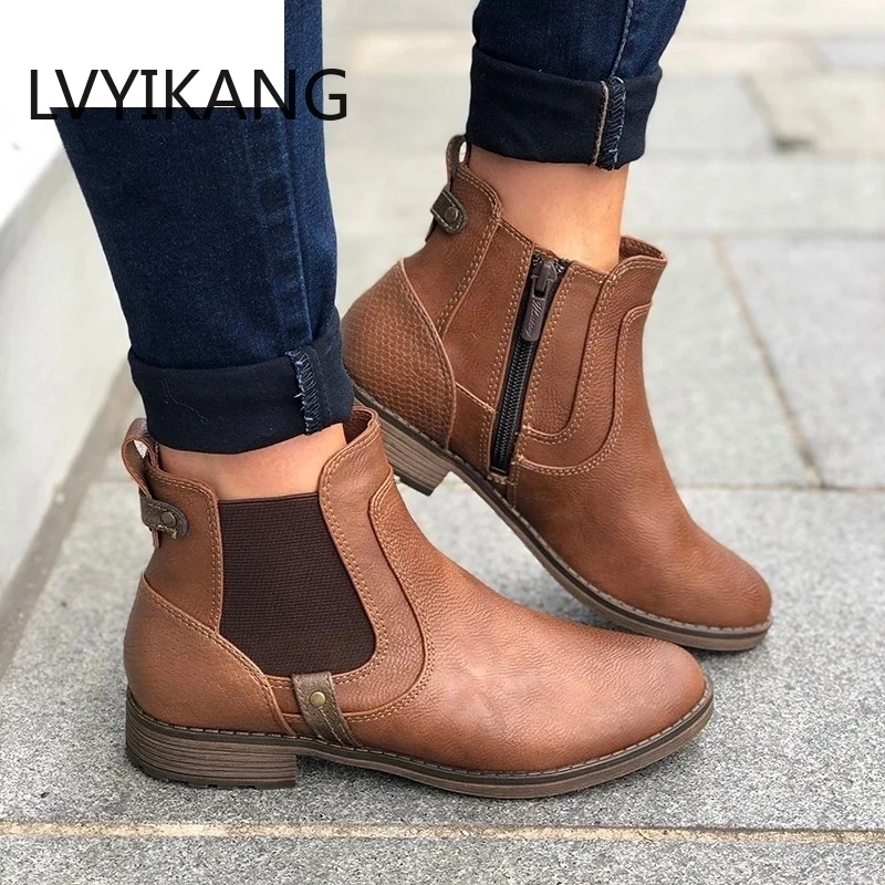 Новинка 2019 женские ботинки осенне-зимние классические Ботильоны на молнии для