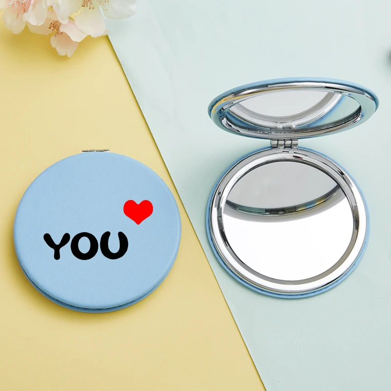 Милые женские Мини зеркала для макияжа парные портативные двухсторонние