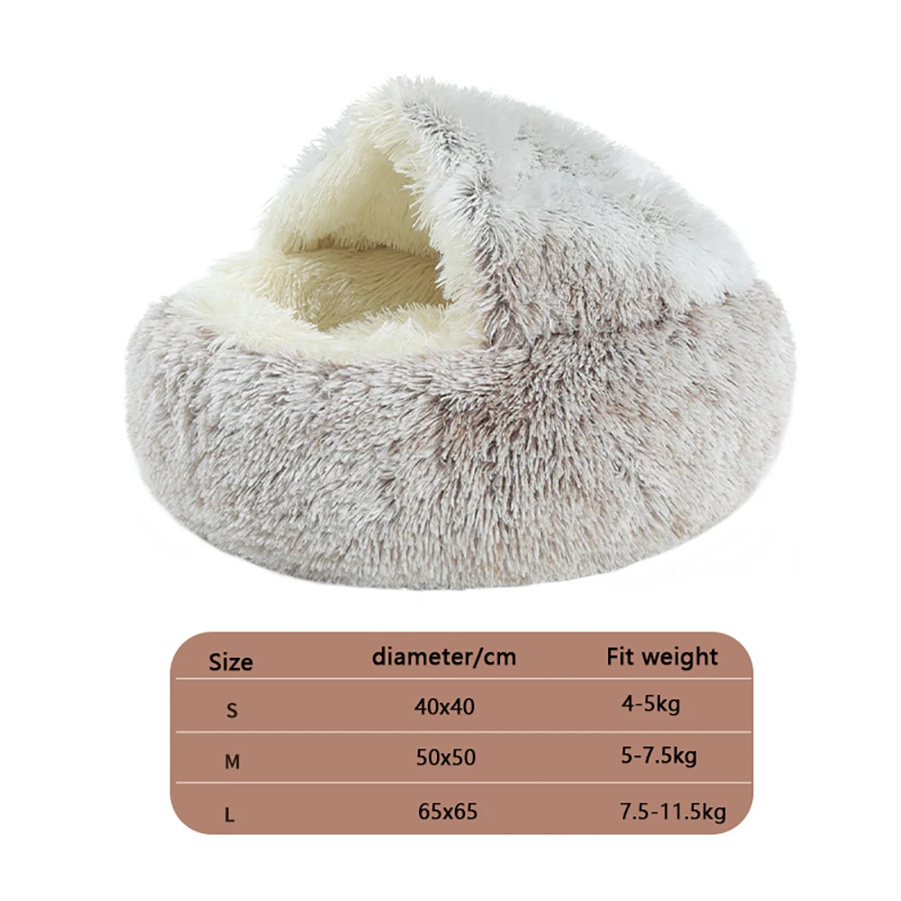 

New Warm Dog Bed Cat Mat Round Plush House Sofa Soft Sleeping Pet Basket For Dogs Cats Nest 2 In 1 Pet Bed Pet Cushion Supplies