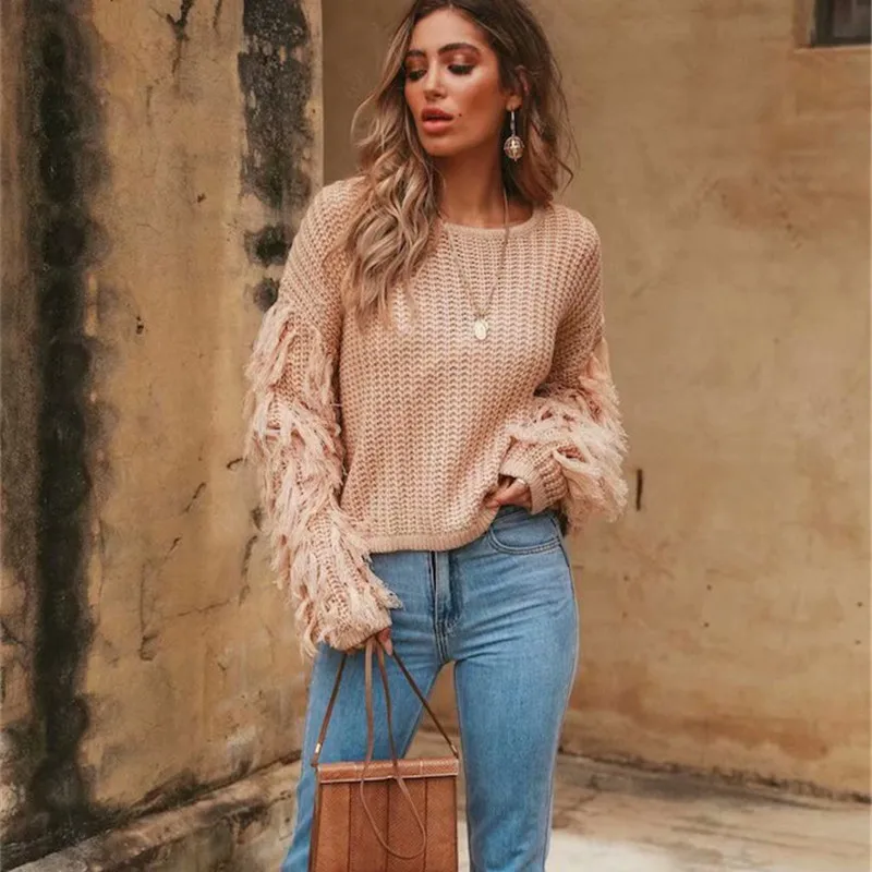 Свитер женский с кисточками зима 2020 | Женская одежда