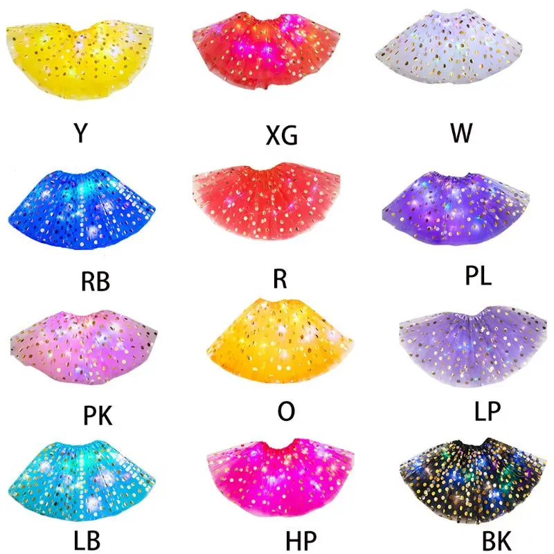 Юбка пачка для маленьких девочек со светодиодсветильник кой атласная