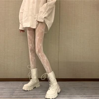 women socks lolita hollow lace mesh stockings bottoming pantyhose retro flower vine white black silk socks
