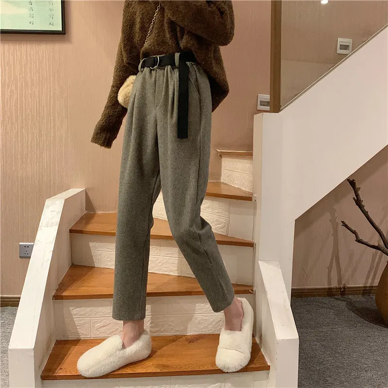 Новинка 2020 теплые модные женские длинные штаны-шаровары с высокой талией