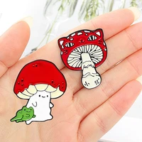 cute cartoon red mushroon alloy pins men and women jacket backpack decor brooch enamel badges clothes jewelry accessories