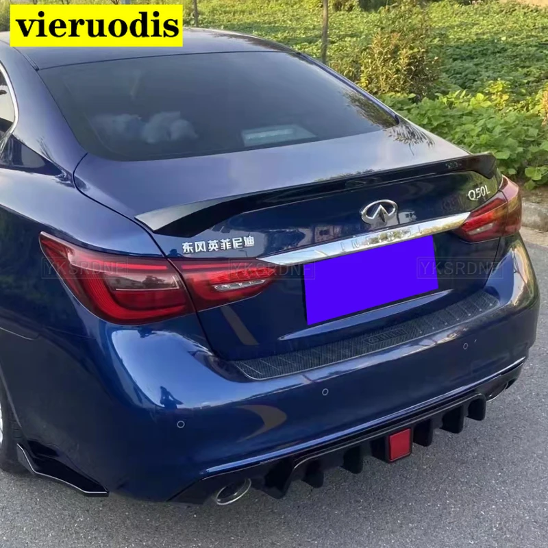 

Автомобильный спойлер из настоящего углеродного волокна, крышка крыла для Infiniti Q50 2014-2021 Highkick, задний спойлер для крыла, задний багажник
