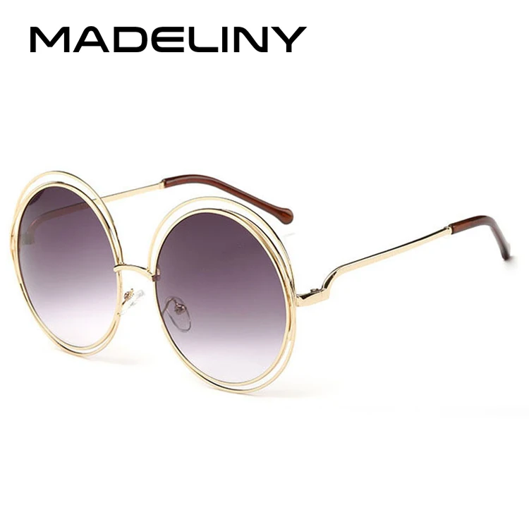 C3 Gold gradientgrey MADELINY, модные круглые солнцезащитные очки в проволочной оправе для женщин, новинка, винтажные градиентные солнцезащитные очки, унисекс, брендовые дизайнерские очки MA164 - Цвет линз: C3 Gold gradientgrey