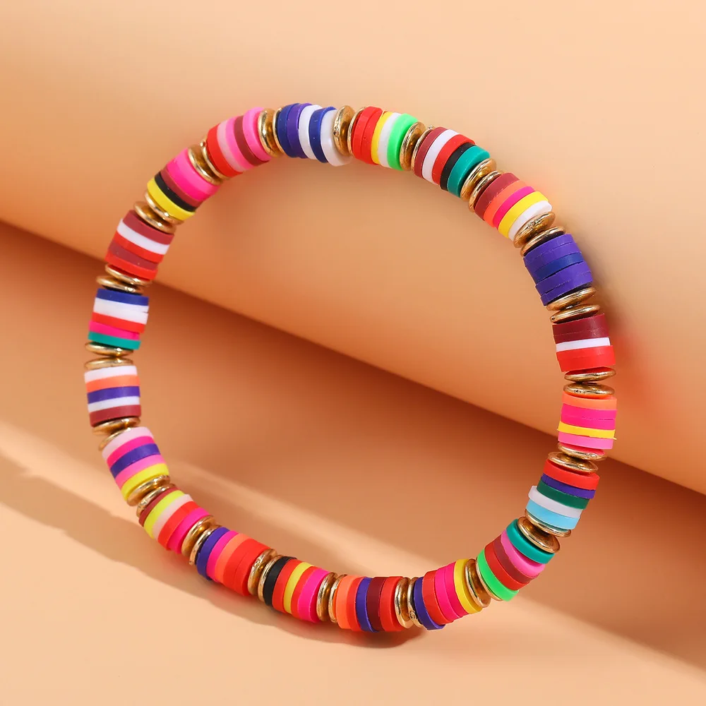 DIY Letter Polymer Clay Bracelet For Women Handmade Beads Charm Bracelet Jewelry Making DIY Colorful DIY Bohemian Bracelet Chain