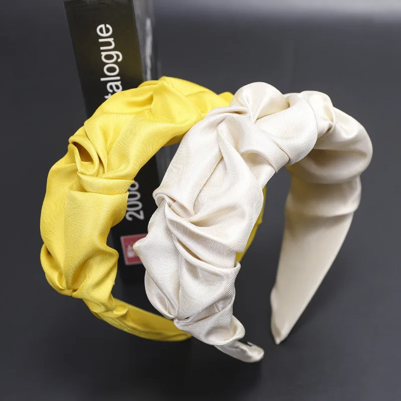 

Fashion Solid Cloth Folds Headbands For Women Girls New Wide Wave Hairbands Bezel Hair Hoop Women Hair Accessories Headwear