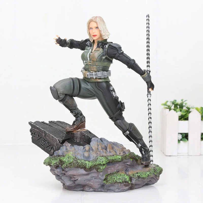 Black widow no box Мстители Капитан Марвел 22-27 см танос Железный человек Человек-паук Дэнверс статуя ко железная Студия ПВХ Фигурки Игрушка Фигурка игрушка подарок - Цвет: Black widow no box