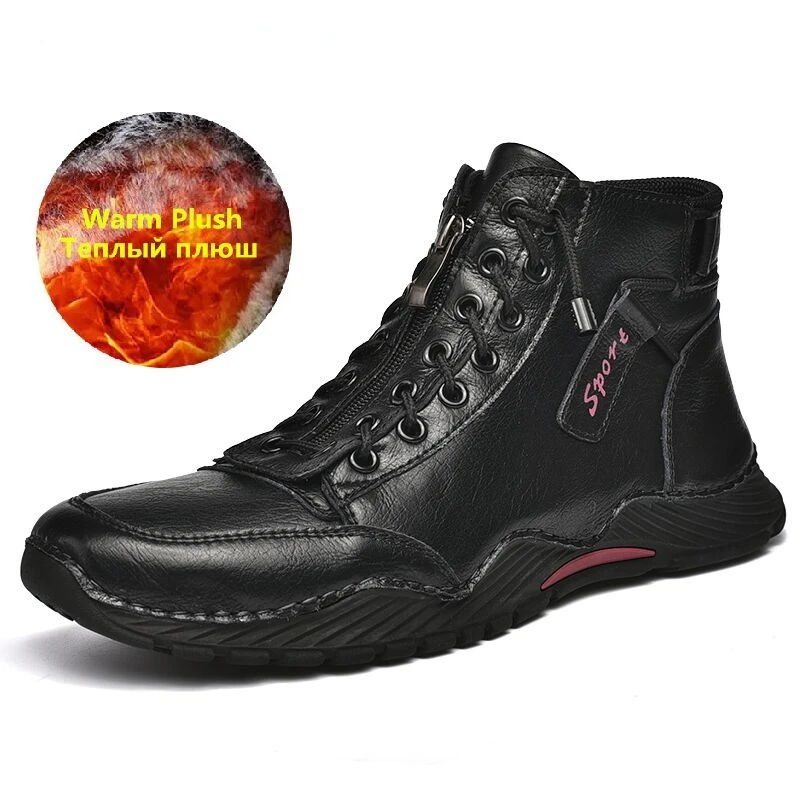 

Мужские зимние ботинки из натуральной кожи, на плюшевой подкладке, размеры 38-46
