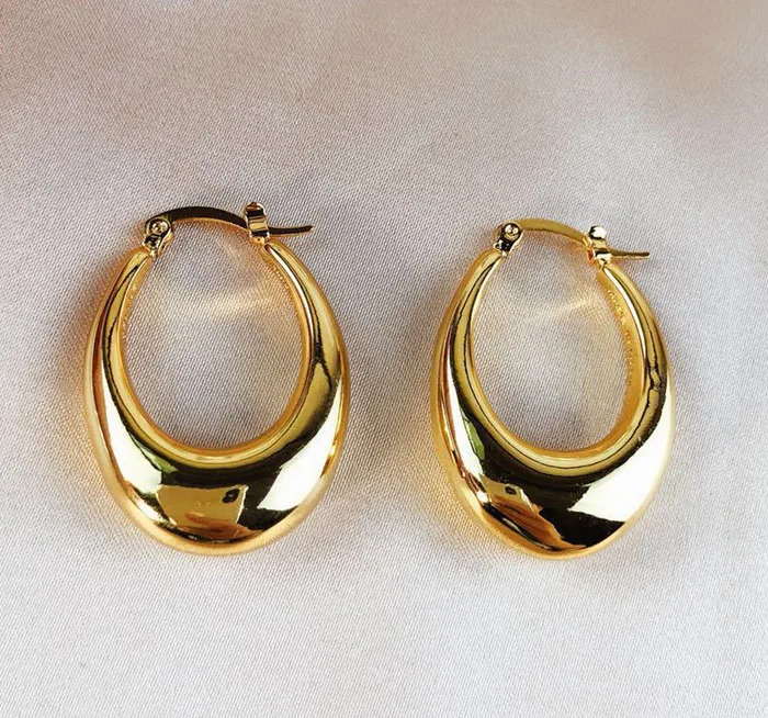 Женские серьги кольца толстые в форме яйца массивное золото 2019|Серьги-подвески| |